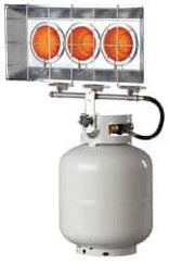 Heatstar - 8,000 to 45,000 BTU, Triple Burner Propane Tank Top Radiant Heater - 20 to 100 Lb Fuel Capacity, 15-3/4" Long x 6-1/2" Wide x 22-1/2" High - Apex Tool & Supply
