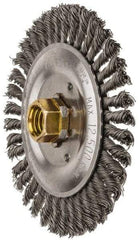 Weiler - 5" OD, 5/8" Arbor Hole, Stringer Bead Steel Wheel Brush - 3/16" Face Width, 7/8" Trim Length, 0.02" Filament Diam, 12,500 RPM - Apex Tool & Supply