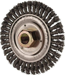 Weiler - 4-1/2" OD, 5/8" Arbor Hole, Stringer Bead Steel Wheel Brush - 3/16" Face Width, 13/16" Trim Length, 0.02" Filament Diam, 15,000 RPM - Apex Tool & Supply
