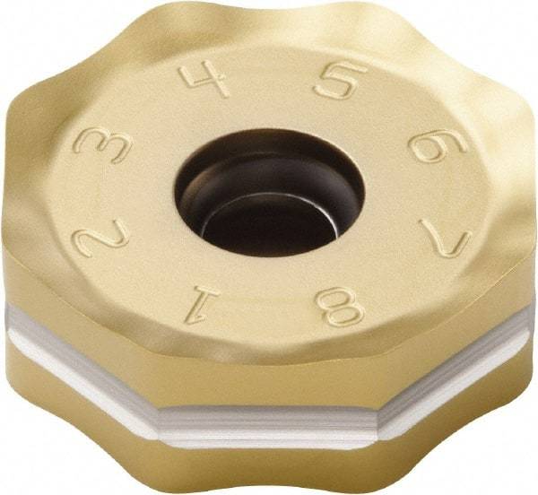 Seco - ONMU090520 ME13 Grade F40M Carbide Milling Insert - TiAlN/TiN Finish, 0.228" Thick, 0.866" Inscribed Circle - Apex Tool & Supply