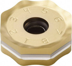 Seco - ONMU090520 ME13 Grade F40M Carbide Milling Insert - TiAlN/TiN Finish, 0.228" Thick, 0.866" Inscribed Circle - Apex Tool & Supply