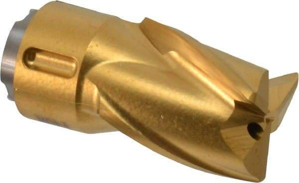 Seco - MP12 E04 Grade F40M Carbide Milling Tip Insert - TiAlN/TiN Finish, 3 Flutes, 1/2" Cutting Diam, 0.551" Depth of Cut, 0.945" Extension, 0.0315" Cnr Rad - Apex Tool & Supply