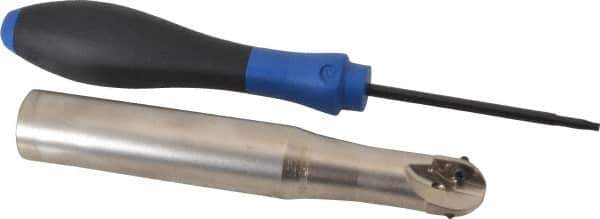 Seco - 5/8" Cut Diam, 0.55" Max Depth of Cut, 3/4" Shank Diam, 4.78" OAL, Indexable Ball Nose End Mill - Straight Shank, R218.20 Toolholder, 218.20-080.R Insert - Apex Tool & Supply