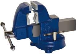 Gibraltar - 3-1/2" Jaw Width x 4" Jaw Opening Capacity, 4-1/2" Throat Depth, Bench & Pipe Combination Vise - 1/8 to 2-1/2" Pipe Capacity, Swivel Base, Bolt Down Attachment, Ductile Iron - Apex Tool & Supply