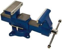 Gibraltar - 8" Jaw Width x 8-1/2" Jaw Opening Capacity, 4-3/4" Throat Depth, Bench & Pipe Combination Vise - 1/8 to 4-1/2" Pipe Capacity, Swivel Base, Bolt Down Attachment, Ductile Iron - Apex Tool & Supply