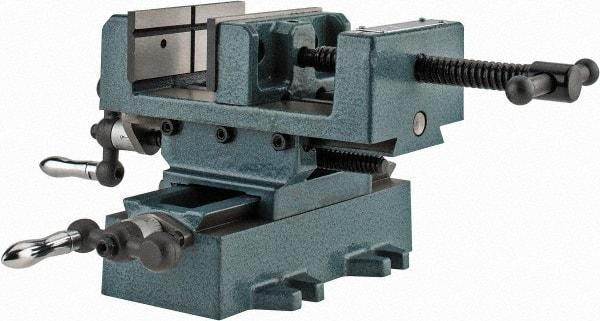 Wilton - 4" Jaw Opening Capacity x 1-3/8" Throat Depth, Horizontal Drill Press Vise - 4" Wide x 1-3/8" High Jaw, Cross Slide Base, Standard Speed, 7" OAL x 5-3/4" Overall Height, Cast Iron - Apex Tool & Supply