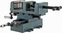 Wilton - 4" Jaw Opening Capacity x 1-3/8" Throat Depth, Horizontal Drill Press Vise - 4" Wide x 1-3/8" High Jaw, Cross Slide Base, Standard Speed, 7" OAL x 5-3/4" Overall Height, Cast Iron - Apex Tool & Supply