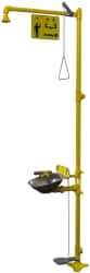 Bradley - 1-1/4" Inlet, 26 GPM shower Flow, Drench shower & Eyewash Station - Bowl, Triangular Pull Rod, Push Flag & Foot Treadle Activated, Galvanized Steel Pipe, Plastic Shower Head, 0.4 GPM Bowl Flow, Corrosion Resistant, Top or Mid Supply - Apex Tool & Supply