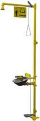 Bradley - 1-1/4" Inlet, 26 GPM shower Flow, Drench shower, Eye & Face Wash Station - Bowl, Triangular Pull Rod, Push Flag & Foot Treadle Activated, Galvanized Steel Pipe, Plastic Shower Head, 3 GPM Bowl Flow, Corrosion Resistant, Top or Mid Supply - Apex Tool & Supply