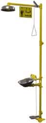 Bradley - 1-1/4" Inlet, 26 GPM shower Flow, Drench shower & Eyewash Station - Bowl, Triangular Pull Rod, Push Flag & Foot Treadle Activated, Galvanized Steel Pipe, Plastic Shower Head, 0.4 GPM Bowl Flow, Corrosion Resistant, Top or Mid Supply - Apex Tool & Supply