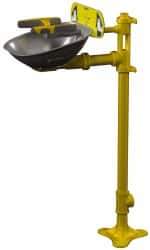 Bradley - Pedestal Mount, Stainless Steel Bowl, Eye & Face Wash Station - 1/2" Inlet, 30 psi Flow, 3 GPM Flow Rate - Apex Tool & Supply
