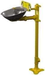 Bradley - Pedestal Mount, Stainless Steel Bowl, Eyewash Station - 1/2" Inlet, 30 psi Flow, 0.4 GPM Flow Rate - Apex Tool & Supply