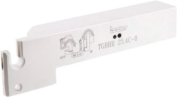 Iscar - TGBH, External, Right Hand, 0.98" Max Depth of Cut, 0.315" Max Groove Width, Indexable Grooving Tool Holder - TAG N 8..C/W/M, TAGB/TAGBA 8.. Insert Compatibility, 1" Shank Height, 1" Shank Width, 5.9" OAL, Through Coolant - Apex Tool & Supply