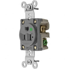 Hubbell Wiring Device-Kellems - 125V 20A NEMA 5-20R Hospital Grade Gray Straight Blade Single Receptacle - Apex Tool & Supply