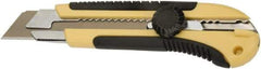 Ability One - Snap Utility Knife - 4-1/2" Steel Blade, Yellow Die Cast Handle, 5 Blades Included - Apex Tool & Supply