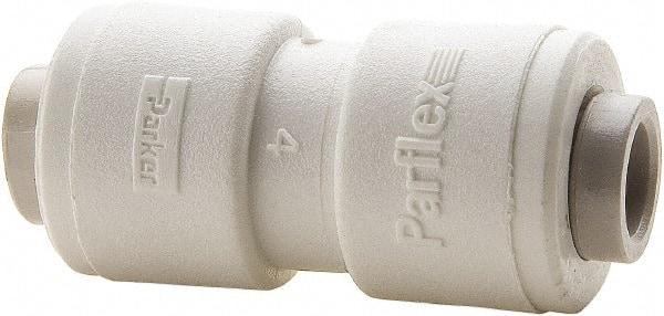Parker - 1/2 x 3/8" Outside Diam, Polypropylene Push-to-Connect Tube Union - 150 Max psi, White - Apex Tool & Supply