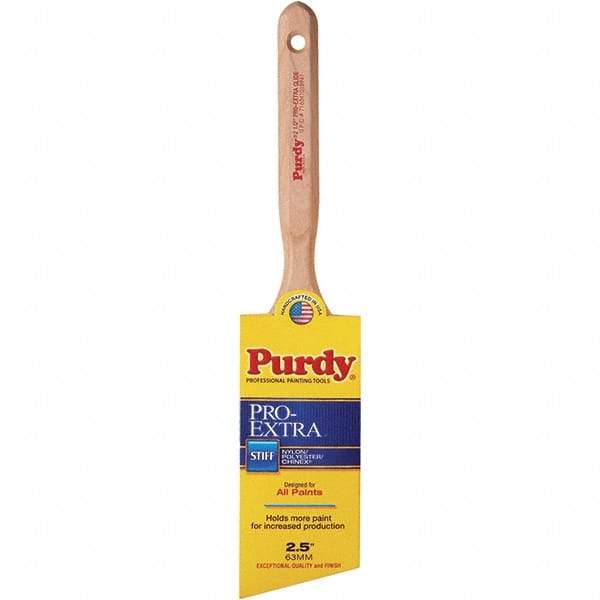 Purdy - 2-1/2" Angled Nylon/Polyester General Purpose Paint Brush - 3-3/16" Bristle Length, 7-1/4" Wood Fluted Handle - Apex Tool & Supply