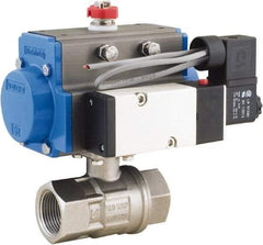 BONOMI - 3" Pipe, 1,000 psi WOG Rating 316 Stainless Steel Pneumatic Double Acting with Solenoid Actuated Ball Valve - PTFE Seal, Full Port, 150 psi WSP Rating, NPT End Connection - Apex Tool & Supply