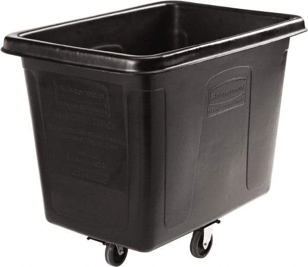 Rubbermaid - 500 Lb Load Capacity, 16 Cu Ft, 12.9 Bushels, Cube Truck - 31" Wide x 43-3/4" Long x 37" High, Black - Apex Tool & Supply