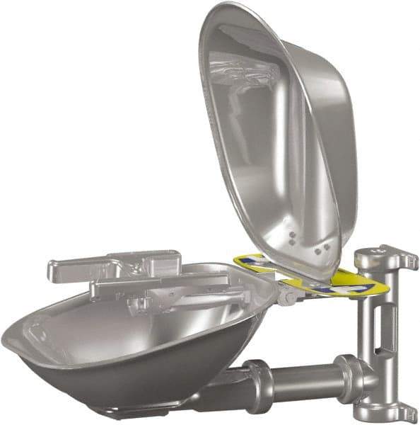 Bradley - 15" Wide x 13" High, Wall Mount, Stainless Steel Bowl, Eye & Face Wash Station - 1/2" Inlet, 30 psi Flow, 5.1 GPM Flow Rate - Apex Tool & Supply