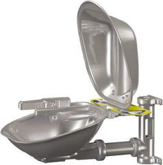 Bradley - 15" Wide x 13" High, Wall Mount, Stainless Steel Bowl, Eye & Face Wash Station - 1/2" Inlet, 30 psi Flow, 5.1 GPM Flow Rate - Apex Tool & Supply