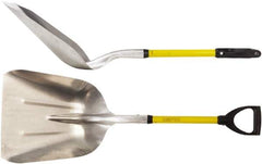 Ampco - 11" High x 14" Wide Square Aluminum Shovel - 40" Long Fiberglass D-Grip Handle, No Step - Apex Tool & Supply