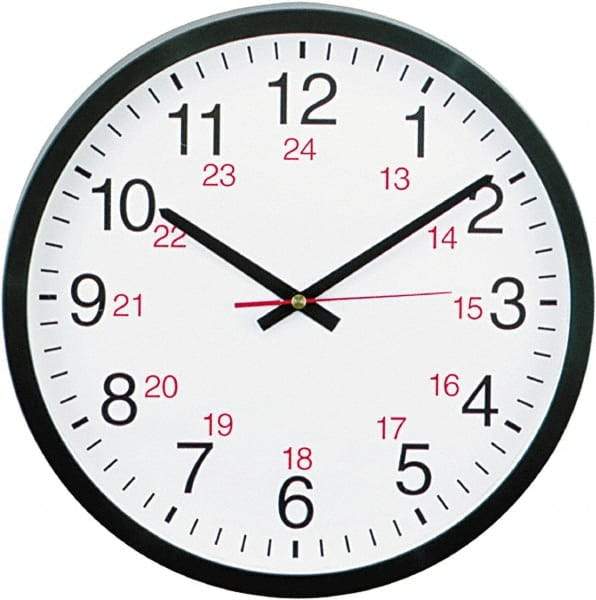 UNIVERSAL - 11-1/2 Inch Diameter, White Face, Dial Wall Clock - Analog Display, Black Case, Runs on AA Battery - Apex Tool & Supply