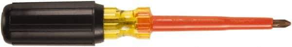 Ampco - #2, 8-1/4" OAL, Insulated Phillips Screwdriver - 4-9/64" Blade Length, Round Shank, Acetate with Rubber Grip Handle - Apex Tool & Supply