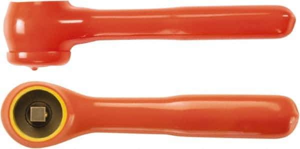 Ampco - 3/8" Drive Round Head Quick-Release Ratchet - Insulated Finish, 7-3/4" OAL, 12 Gear Teeth, Insulated Handle - Apex Tool & Supply