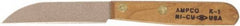 Ampco - 3-1/8" Long Blade, Nickel-Tin-Copper Alloy, Fine Edge, Fixed Blade Knife - 6.75" OAL, Wood Handle - Apex Tool & Supply