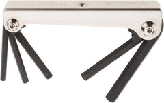 Bondhus - 5 Piece Fold-Up Hex Key Set - Hex Range 3/16 to 3/8", 7-1/2" OAL, Protanium High Torque Steel - Apex Tool & Supply