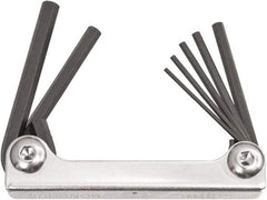 Bondhus - 7 Piece Fold-Up Ball End Hex Key Set - Hex Range 2 to 8mm, 6.63" OAL, Protanium High Torque Steel - Apex Tool & Supply
