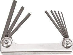 Bondhus - 8 Piece Fold-Up Ball End Hex Key Set - Hex Range 0.05 to 5/32", 3-1/2" OAL, Protanium High Torque Steel - Apex Tool & Supply
