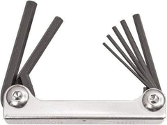 Bondhus - 7 Piece Fold-Up Ball End Hex Key Set - Hex Range 1.5 to 6mm, 5-3/4" OAL, Protanium High Torque Steel - Apex Tool & Supply