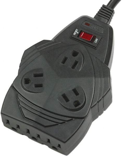 FELLOWES - 8 Outlets, 120 Volts, 15 Amps, 6' Cord, Surge Power Outlet Strip - Floor Mount, 5-15R NEMA Configuration - Apex Tool & Supply