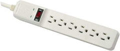 FELLOWES - 6 Outlets, 120 Volts, 15 Amps, 15' Cord, Surge Power Outlet Strip - Floor Mount, 5-15R NEMA Configuration - Apex Tool & Supply