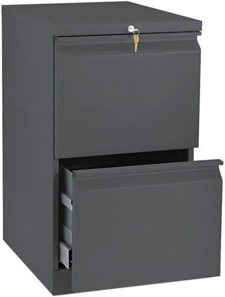 Hon - 15" Wide x 28" High x 19-7/8" Deep, 2 Drawer Mobile Pedestal - Steel, Charcoal - Apex Tool & Supply