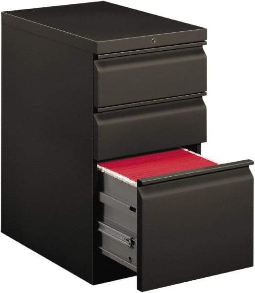 Hon - 15" Wide x 28" High x 22-7/8" Deep, 3 Drawer Mobile Pedestal - Steel, Charcoal - Apex Tool & Supply