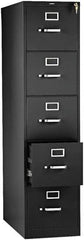 Hon - 26" Wide x 60" High x 26-1/2" Deep, 5 Drawer Vertical File with Lock - Steel, Black - Apex Tool & Supply