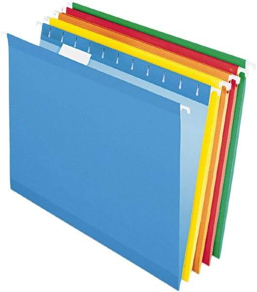Pendaflex - 8-1/2 x 11", Letter Size, Assorted Colors, Standard Hanging File Folders - 11 Point Stock, 1/5 Tab Cut Location - Apex Tool & Supply