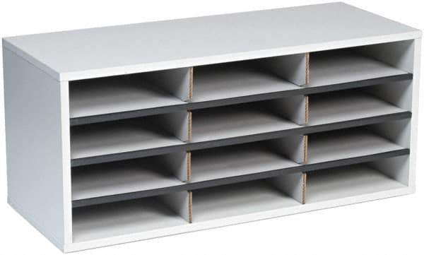 FELLOWES - 29" Long x 11-7/8" High x 11-7/8" Deep, Credenza - Dove Gray, Melamine Laminate Partical Board - Apex Tool & Supply