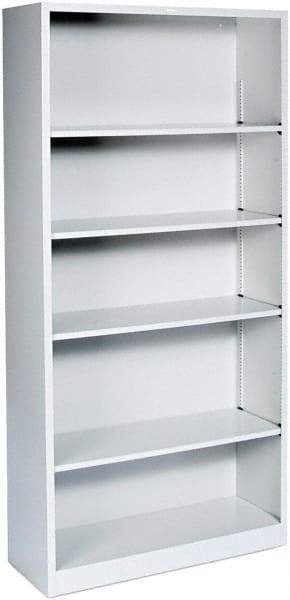 Hon - 5 Shelf, 71" High x 34" Wide Bookcase - 12" Deep, Steel, Light Gray - Apex Tool & Supply
