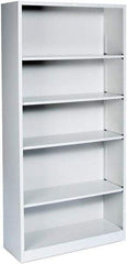 Hon - 5 Shelf, 71" High x 34" Wide Bookcase - 12" Deep, Steel, Light Gray - Apex Tool & Supply