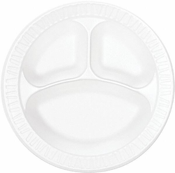 DART - Dart Concorde Foam Plate, 3-compartment, 10 1/4" - White - Apex Tool & Supply