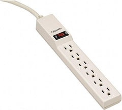 FELLOWES - 6 Outlets, 120 Volts, 15 Amps, 4' Cord, Standard Power Outlet Strip - Floor Mount, 5-15R NEMA Configuration - Apex Tool & Supply