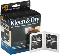 READ RIGHT - Pre-Moistened Screen Cleaning Wipes - Box, 5" x 5" Sheet Size, White - Apex Tool & Supply