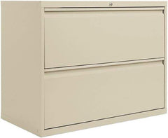 ALERA - 36" Wide x 29" High x 19-1/4" Deep, 2 Drawer Lateral File with Lock - Steel, Putty - Apex Tool & Supply