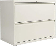 ALERA - 36" Wide x 29" High x 19-1/4" Deep, 2 Drawer Lateral File with Lock - Steel, Light Gray - Apex Tool & Supply