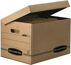 BANKERS BOX - 1 Compartment, 12 Inch Wide x 15 Inch Deep x 10 Inch High, File Storage Box - Paper, Kraft and Green - Apex Tool & Supply