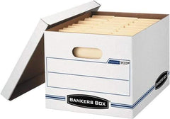 BANKERS BOX - 1 Compartment, 12 Inch Wide x 15 Inch Deep x 10 Inch High, File Storage Box - 1 Ply Side, 2 Ply Bottom, 2 Ply End, White and Blue - Apex Tool & Supply